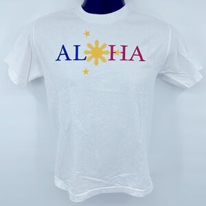 Hawaiian/Philippine Aloha Unisex Tee- White/Multicolored Graphic